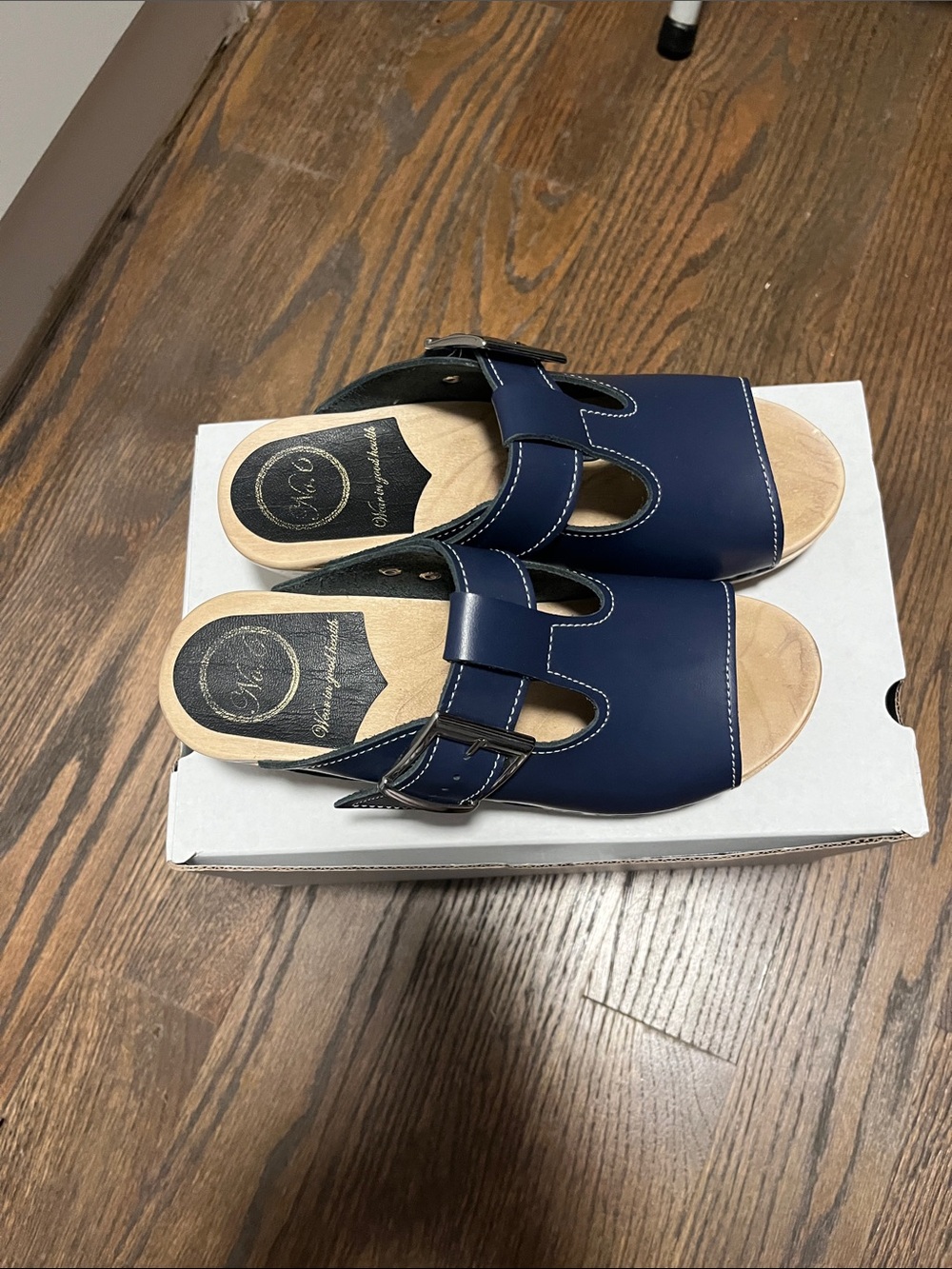 No. 6 Ocean T-Strap Mid Heel Clog